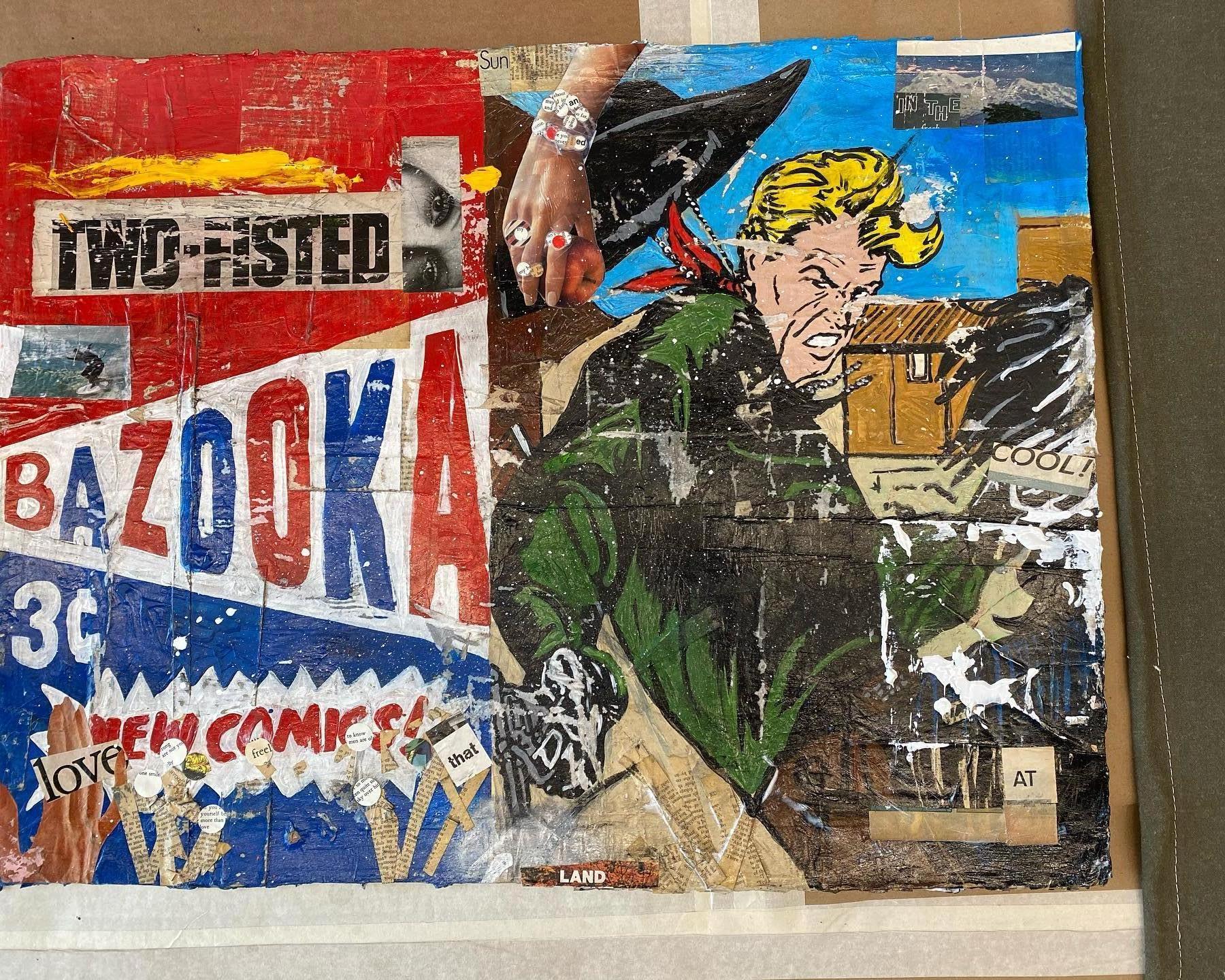 Bazooka_Greg Miller, 2021, Acrylic/Collage/Paper (Text, Pop Art) For Sale 2