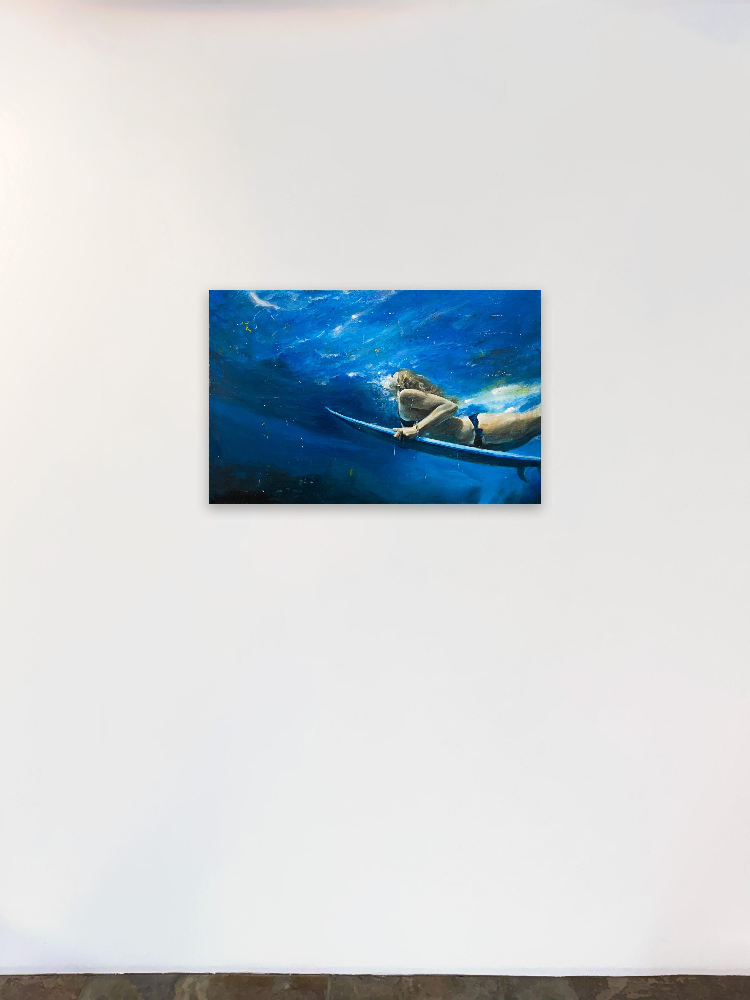 Brooks (Surfer)_Greg Miller_Acryl/Collage_Figurative/Swimmer/Wasserlandschaft im Angebot 1