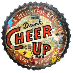 Cheer Up- scalloped edge acrylic and mixed media painting by Greg Miller