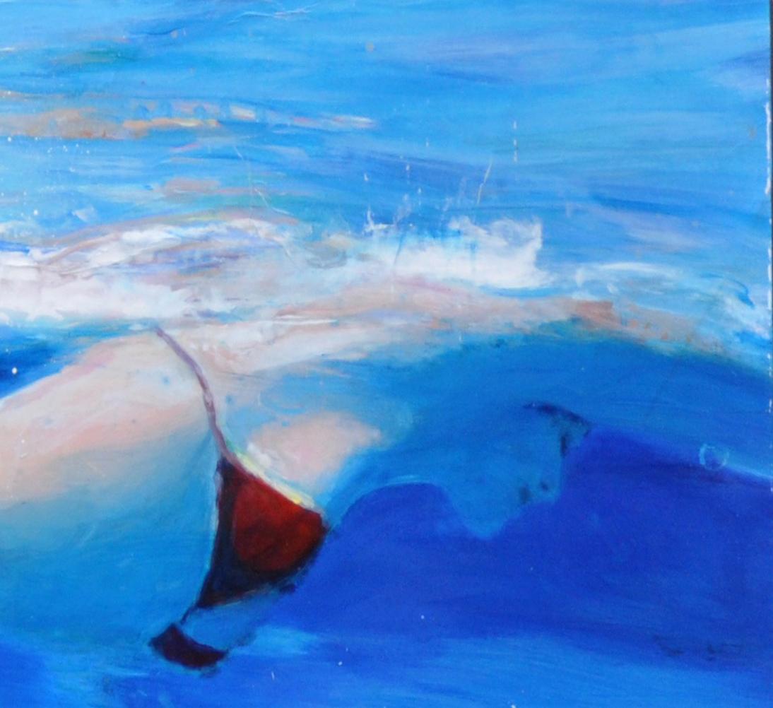 Cool_2021_Greg Miller_Acrylic/Collage/Panel_Figurative/Swimmer/Waterscape For Sale 1