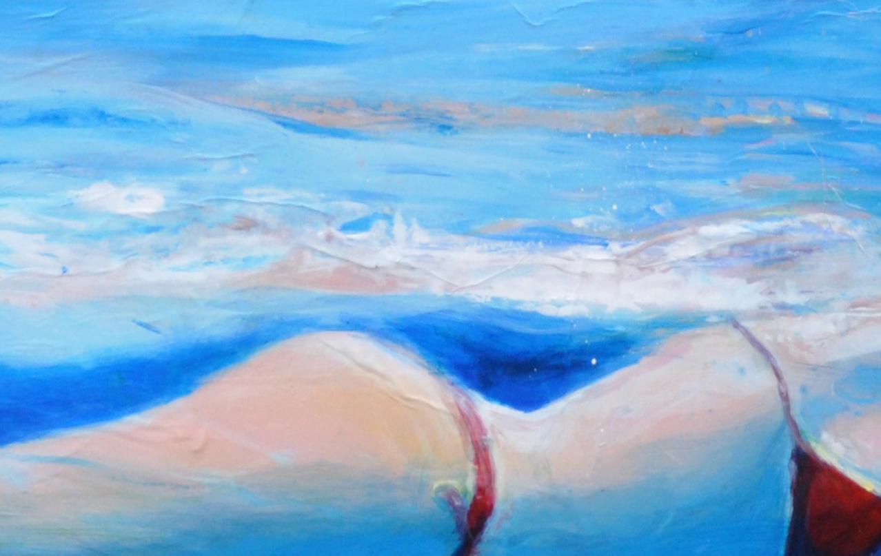 Cool_2021_Greg Miller_Acrylic/Collage/Panel_Figurative/Swimmer/Waterscape For Sale 2