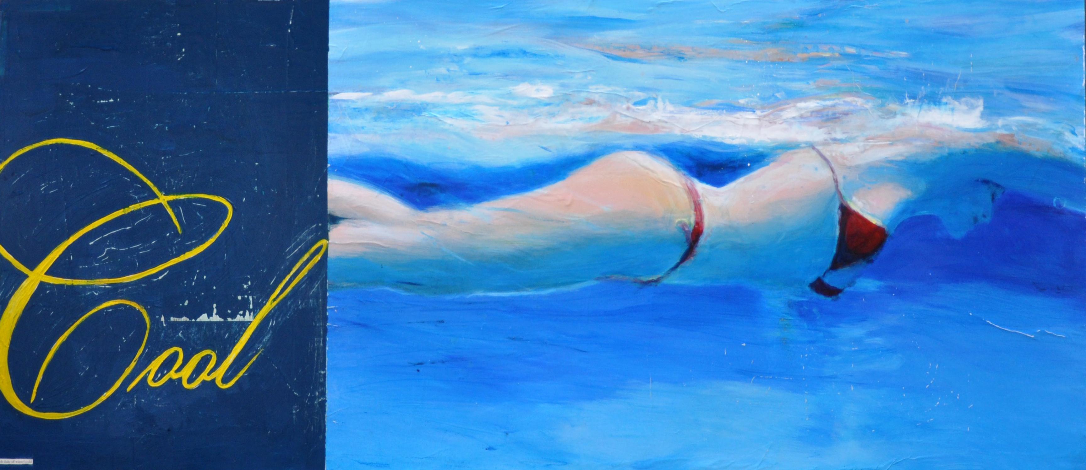 Cool_2021_Greg Miller_Acrylic/Collage/Panel_Figurative/Swimmer/Waterscape