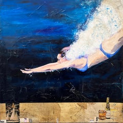 Female Figure/Portrait_Swimmer_Acrylic/Collage_Do You_Greg Miller, 2024