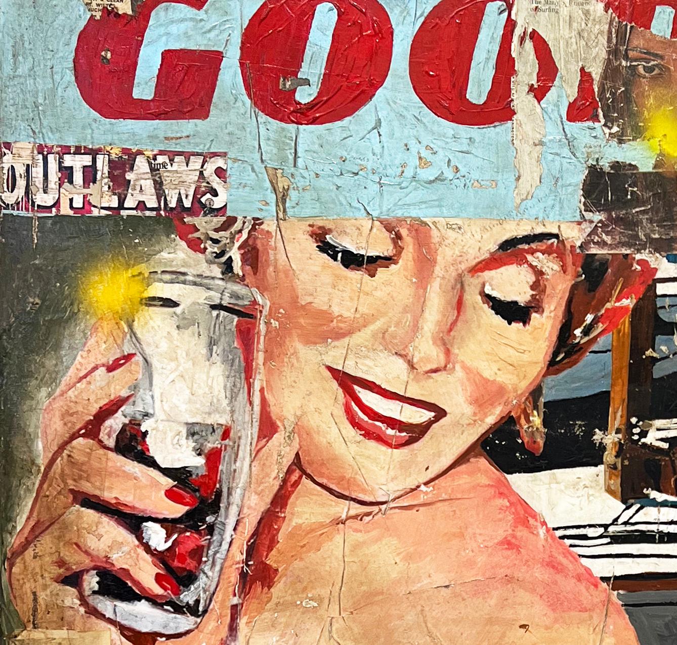 Tecnica mista, collage di figura femminile/ritratto_Pop Art_Buona annata di Greg Miller 4