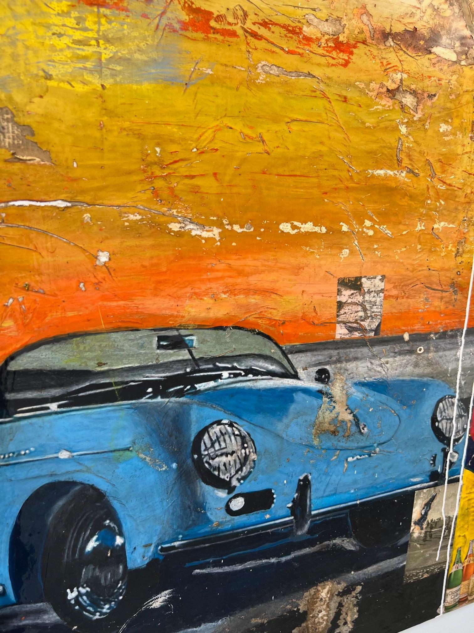 Figura femenina/Retrato_Coche antiguo_Texto_Acrílico/Collage_OK_Greg Miller en venta 5