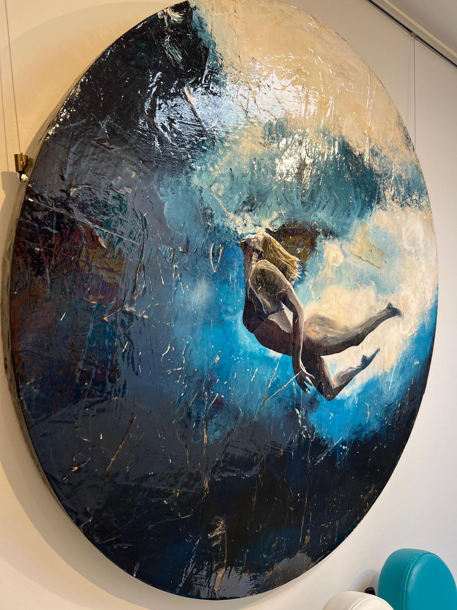Figurativo/Retrato_Nadador_Acrílico/Collage/Redonda_Cliff_Mar_Greg Miller en venta 4
