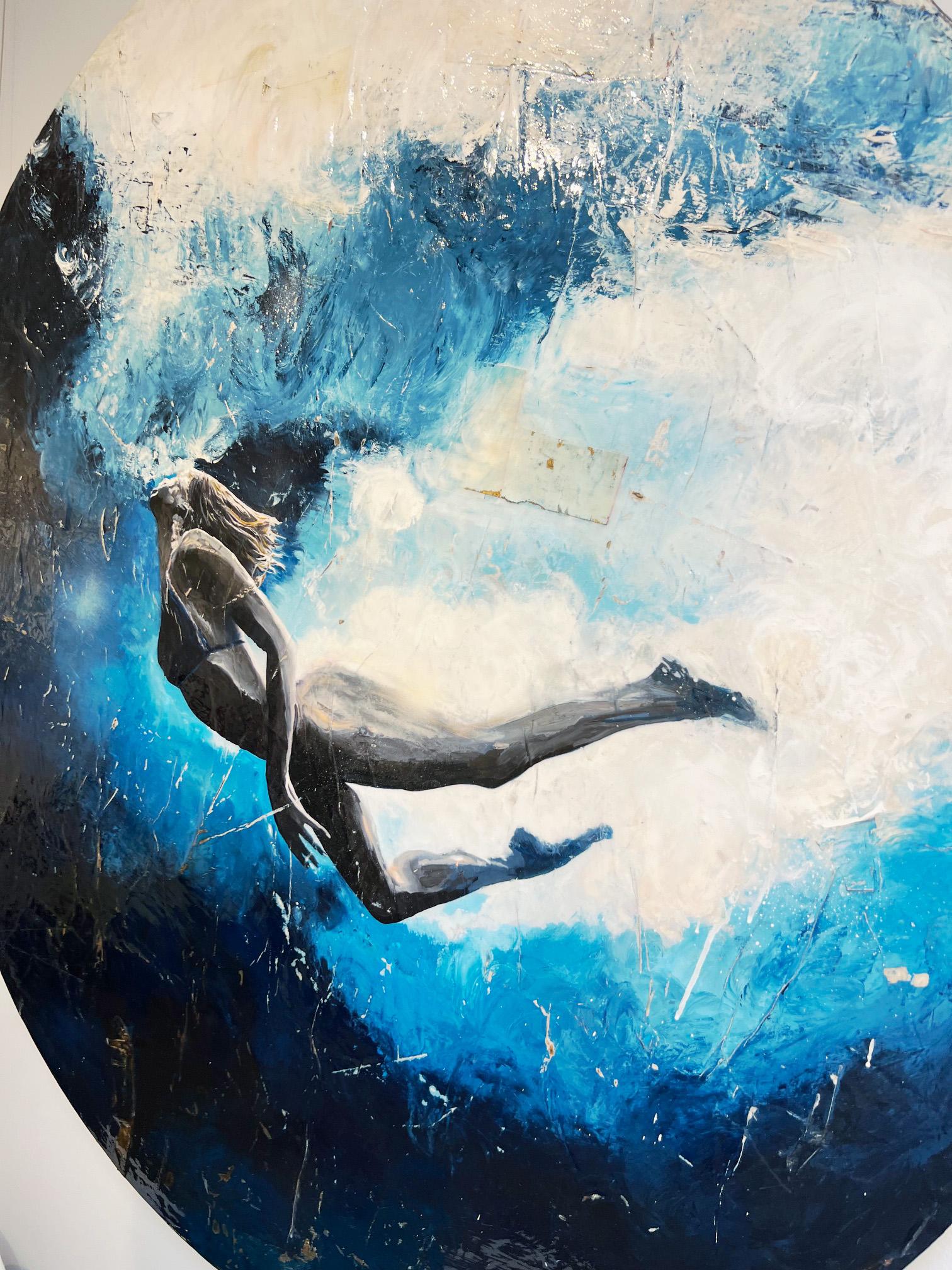 Figurativo/Ritratto_Maschi_Acrilico/Collage/Round_Sea Cliff_Greg Miller in vendita 6
