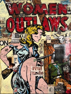 Figurative_Pop Art_Pop Western_Acryl/Collage_Women Outlaws_Greg Miller, 2024