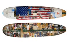 Freedom, 2022_Greg Miller_Acrylic/Collage/Resin/Reclaimed Surfboard
