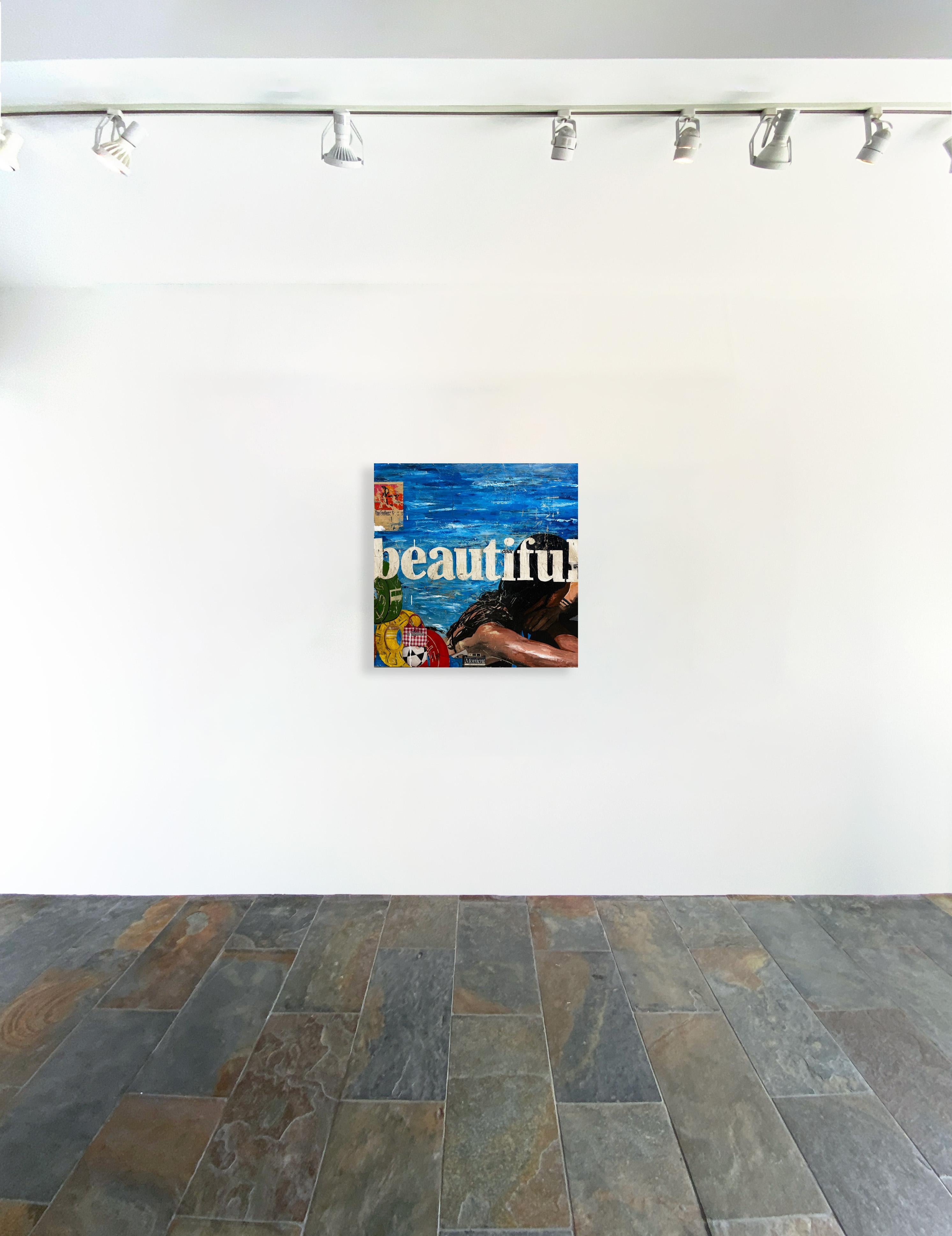 Mixed Media, Collage, Figure féminine avec texte, Pop Art, Beautiful by Greg Miller en vente 1