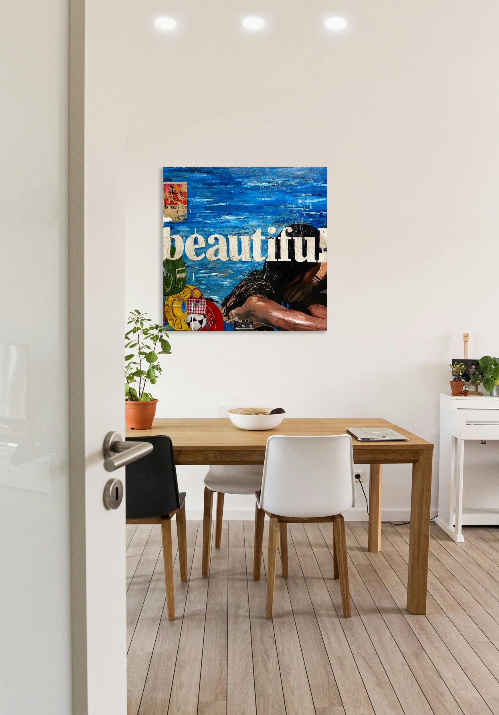 Mixed Media, Collage, Figure féminine avec texte, Pop Art, Beautiful by Greg Miller en vente 3