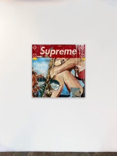 Tecnica mista, Collage, Figura femminile con testo, Pop Art, Suprema di Greg Miller