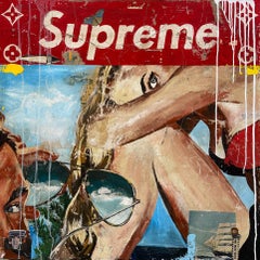 Mixed Media, Collage, Female Figure with Text, Pop Art, Supreme by Greg Miller