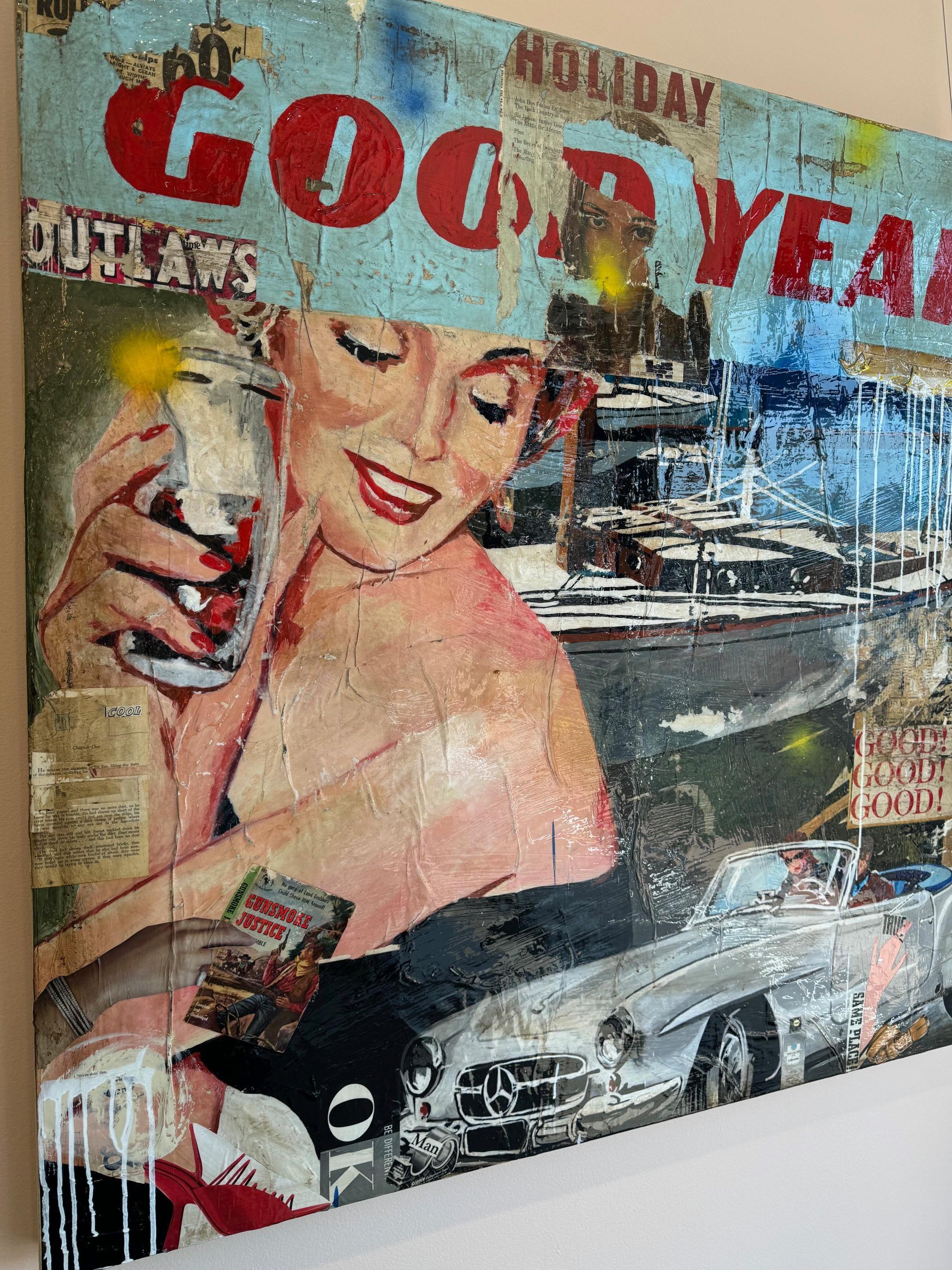 Tecnica mista, collage di figura femminile/ritratto_Pop Art_Buona annata di Greg Miller 5
