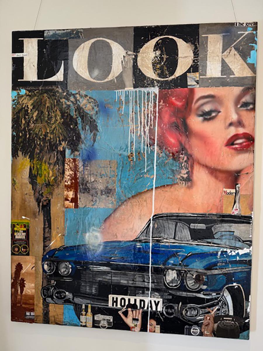 Mixed Media, Collage einer weiblichen Figur mit Text_Pop Art_Look von Greg Miller im Angebot 4