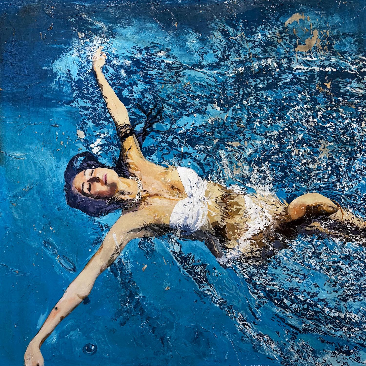 Mixed Media, Collage, Pop Art, Water, Swimmer Figurative, Holiday by Greg Miller