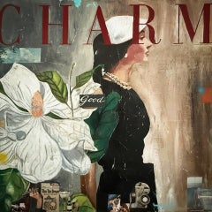 Técnica mixta, collage pop art de figura femenina_Charm Magnolia_Greg Miller