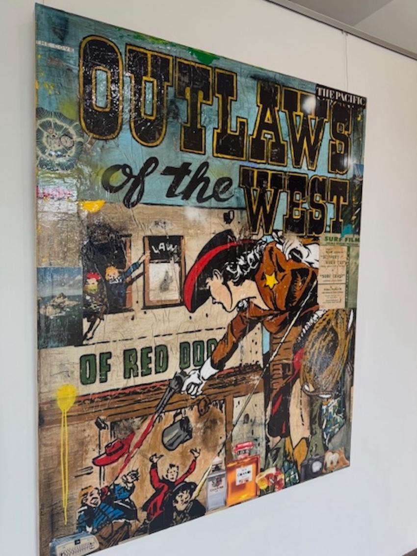 Technique mixte, Pop Art Collage, Texte, Femme_Outlaws of the West_Greg Miller en vente 1