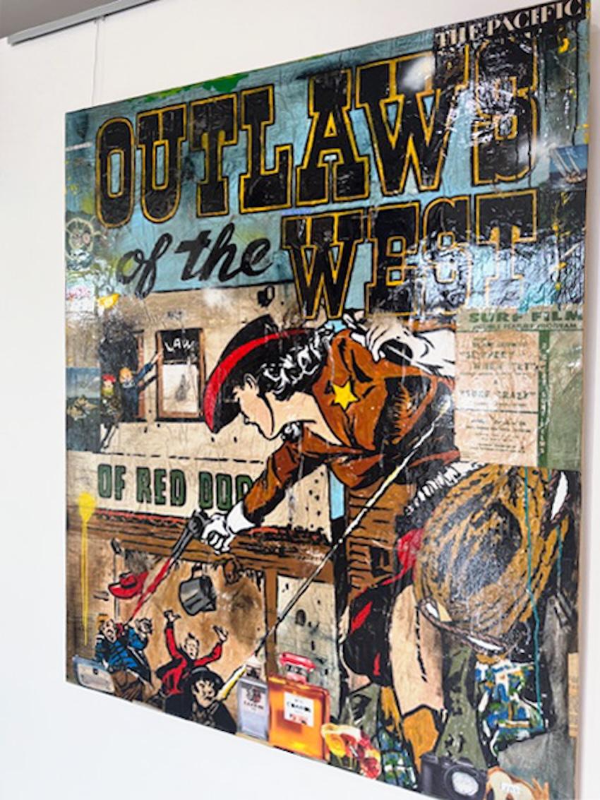 Technique mixte, Pop Art Collage, Texte, Femme_Outlaws of the West_Greg Miller en vente 3