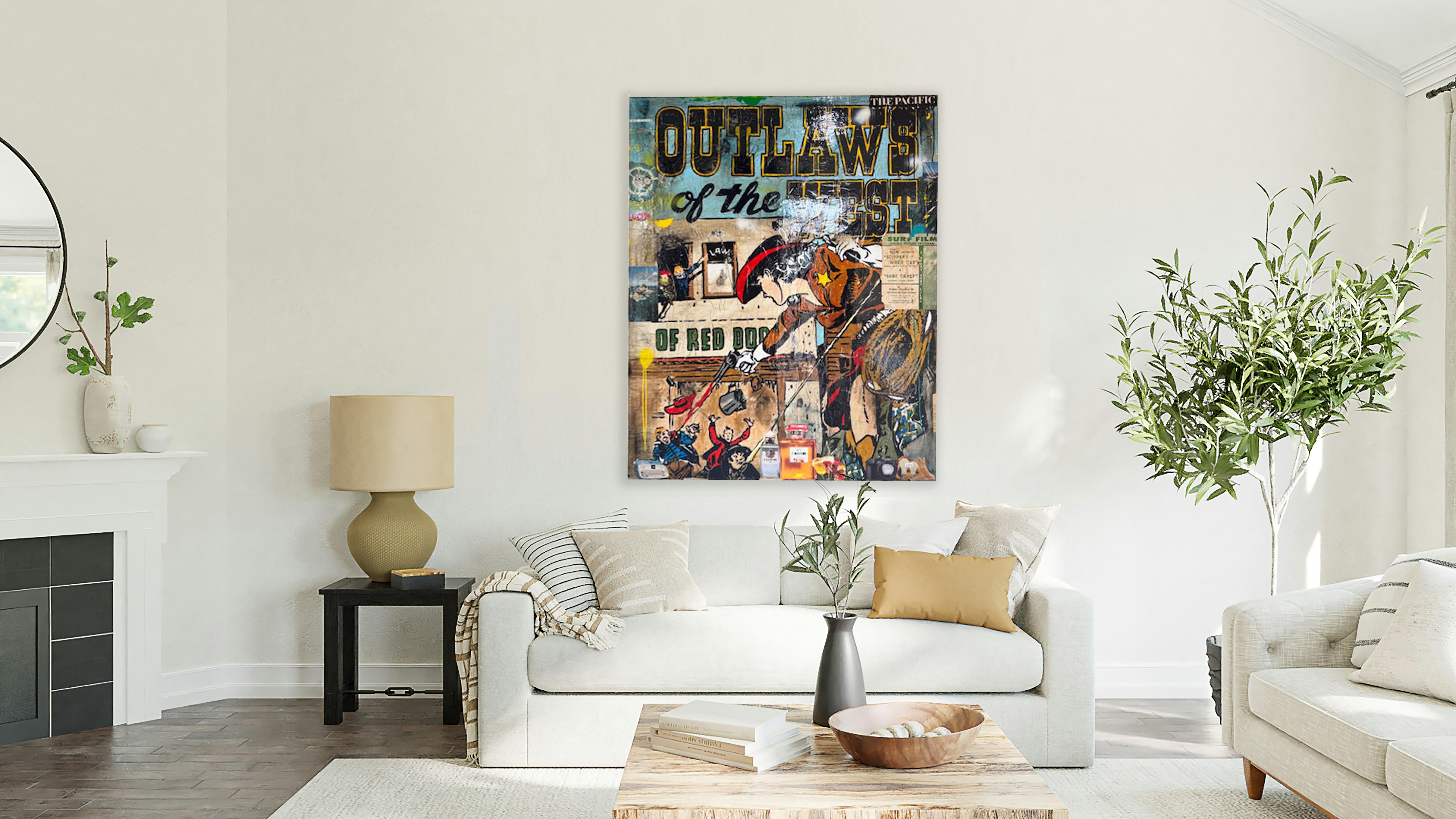 Technique mixte, Pop Art Collage, Texte, Femme_Outlaws of the West_Greg Miller en vente 8