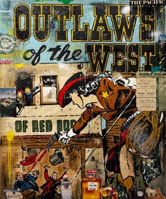 Técnica mixta, Collage Pop Art, Texto, Mujer_Outlaws of the West_Greg Miller