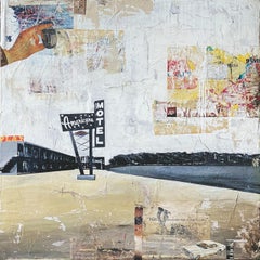 Play, 2021_Greg Miller, Acrylique, Collage, Panneau_ Text/Pop/Route 66/Landscape