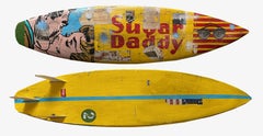 Sugar Daddy, 2021_Greg Miller_Acrylic/Collage/Resin/Reclaimed Surfboard