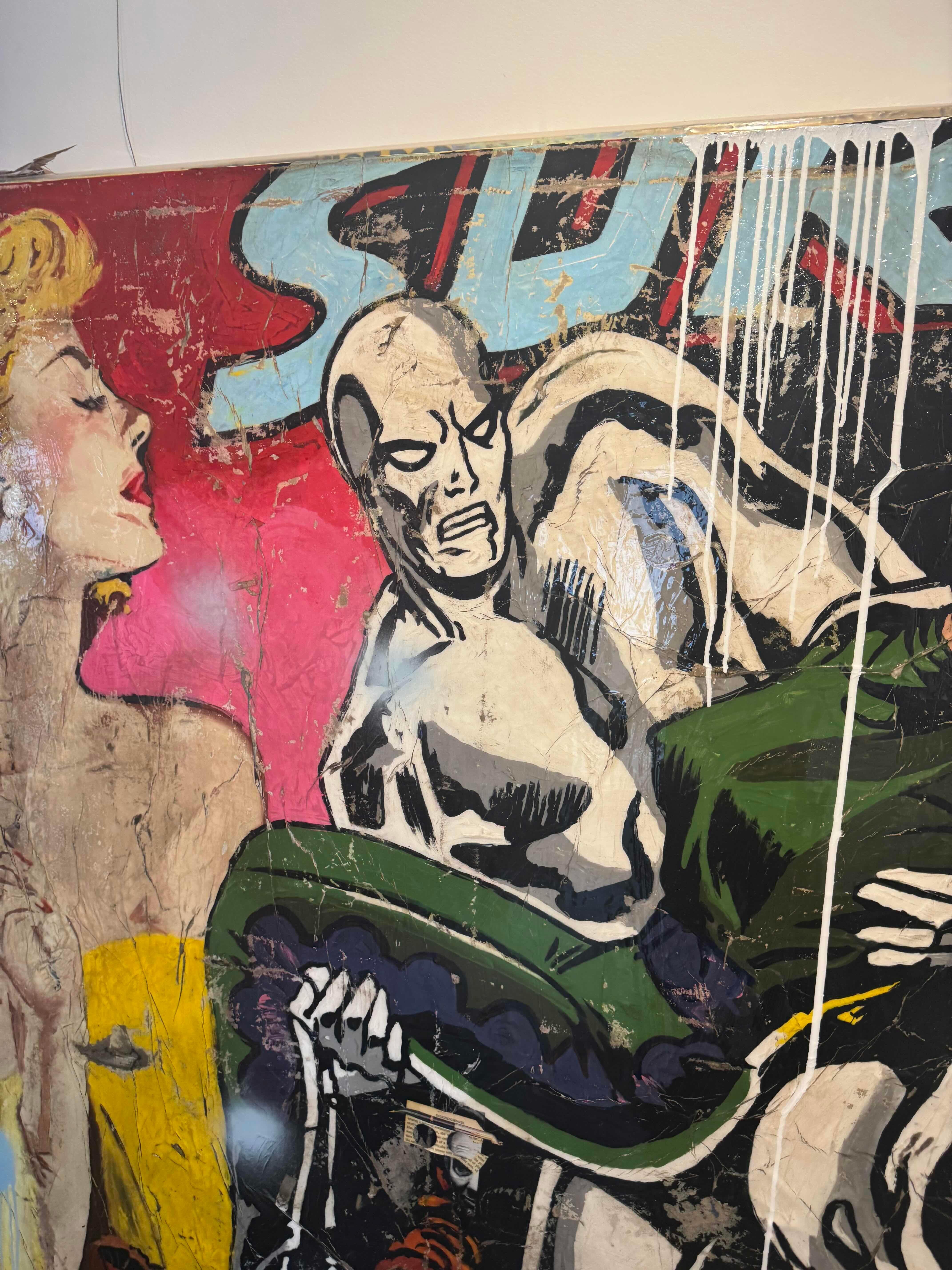 Superheld, Collage, Weibliche Figur & Text, Pop Art, Surf von Greg Miller im Angebot 3