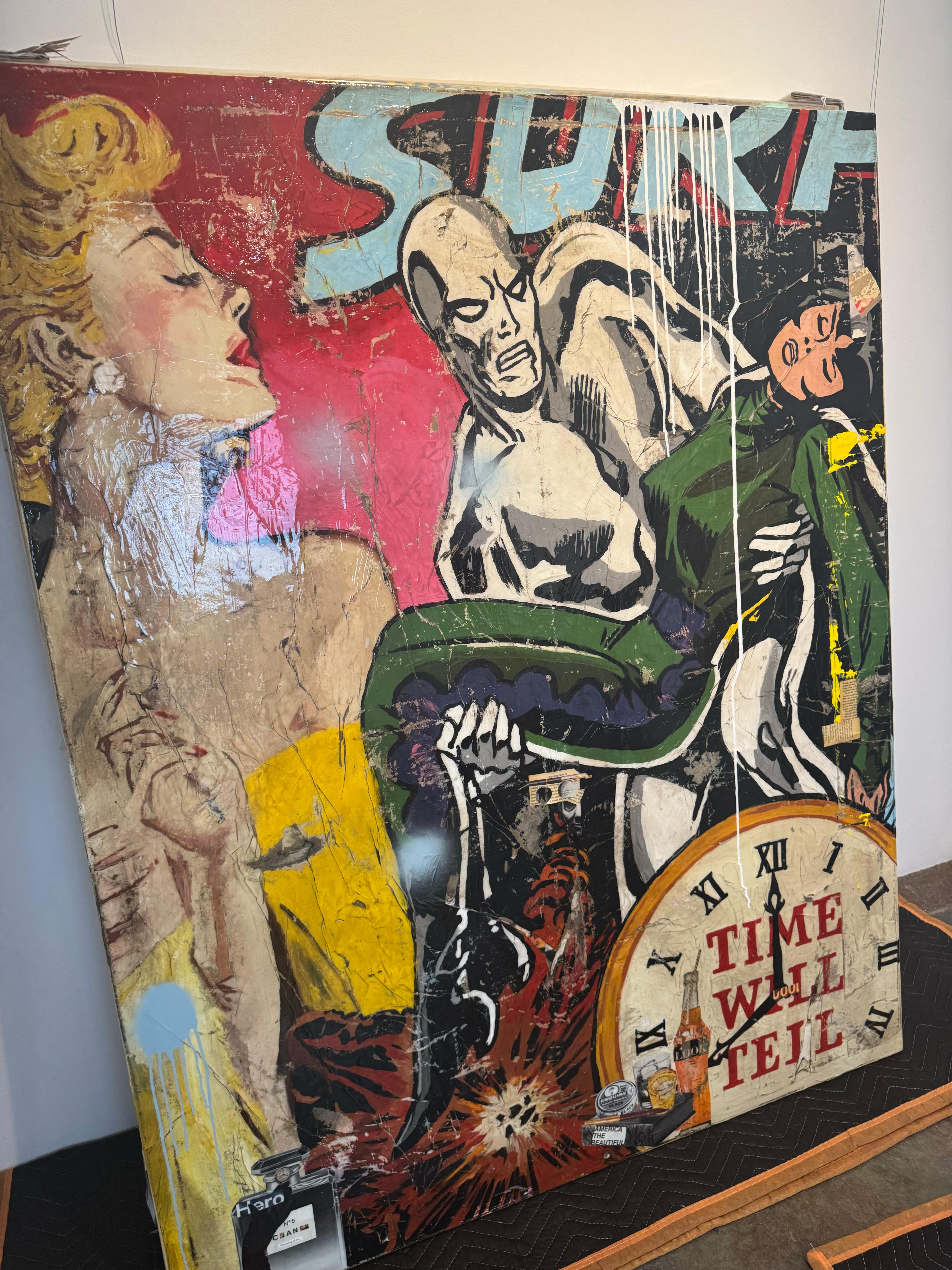 Superheld, Collage, Weibliche Figur & Text, Pop Art, Surf von Greg Miller im Angebot 4