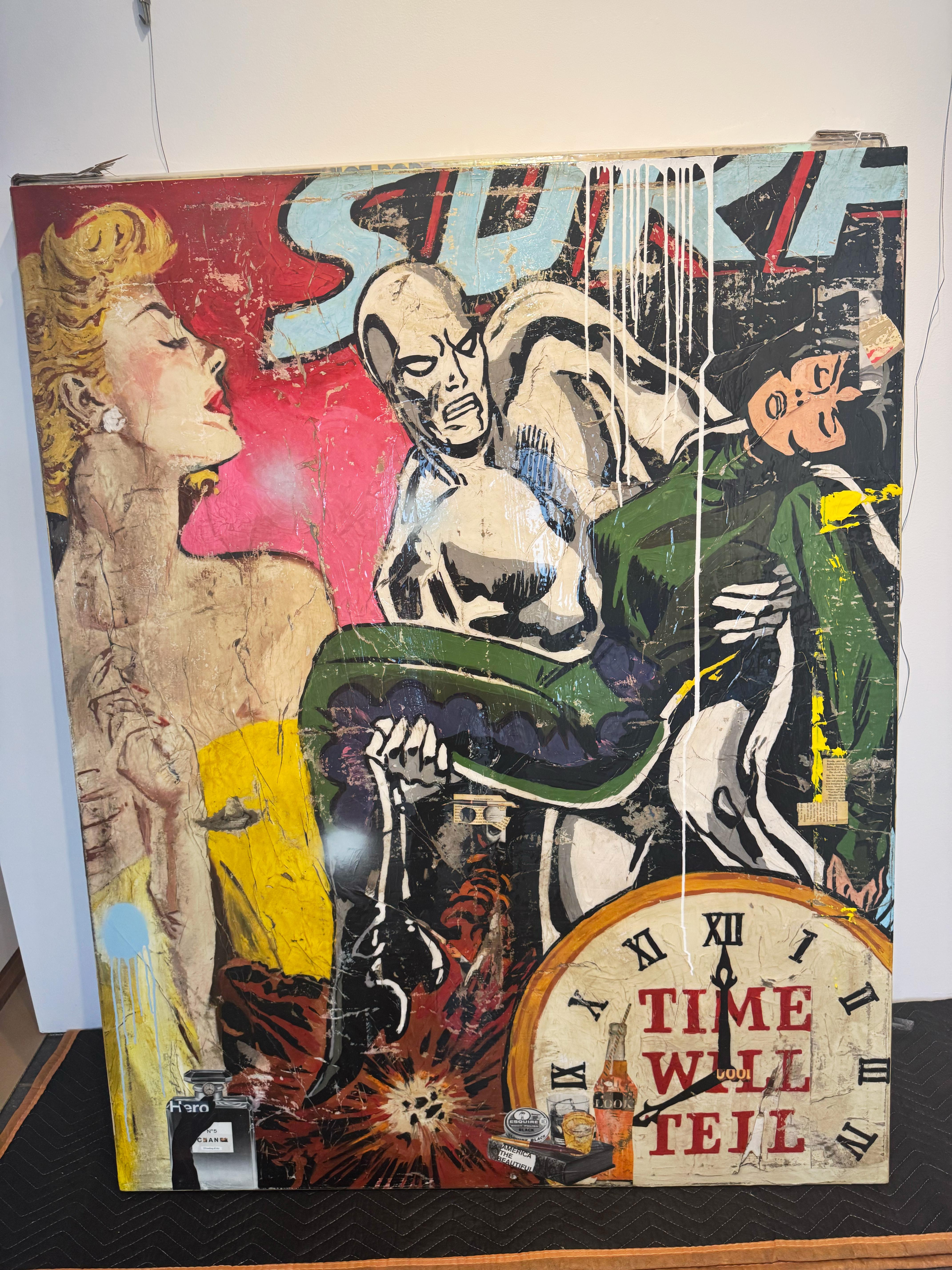 Superheld, Collage, Weibliche Figur & Text, Pop Art, Surf von Greg Miller im Angebot 5