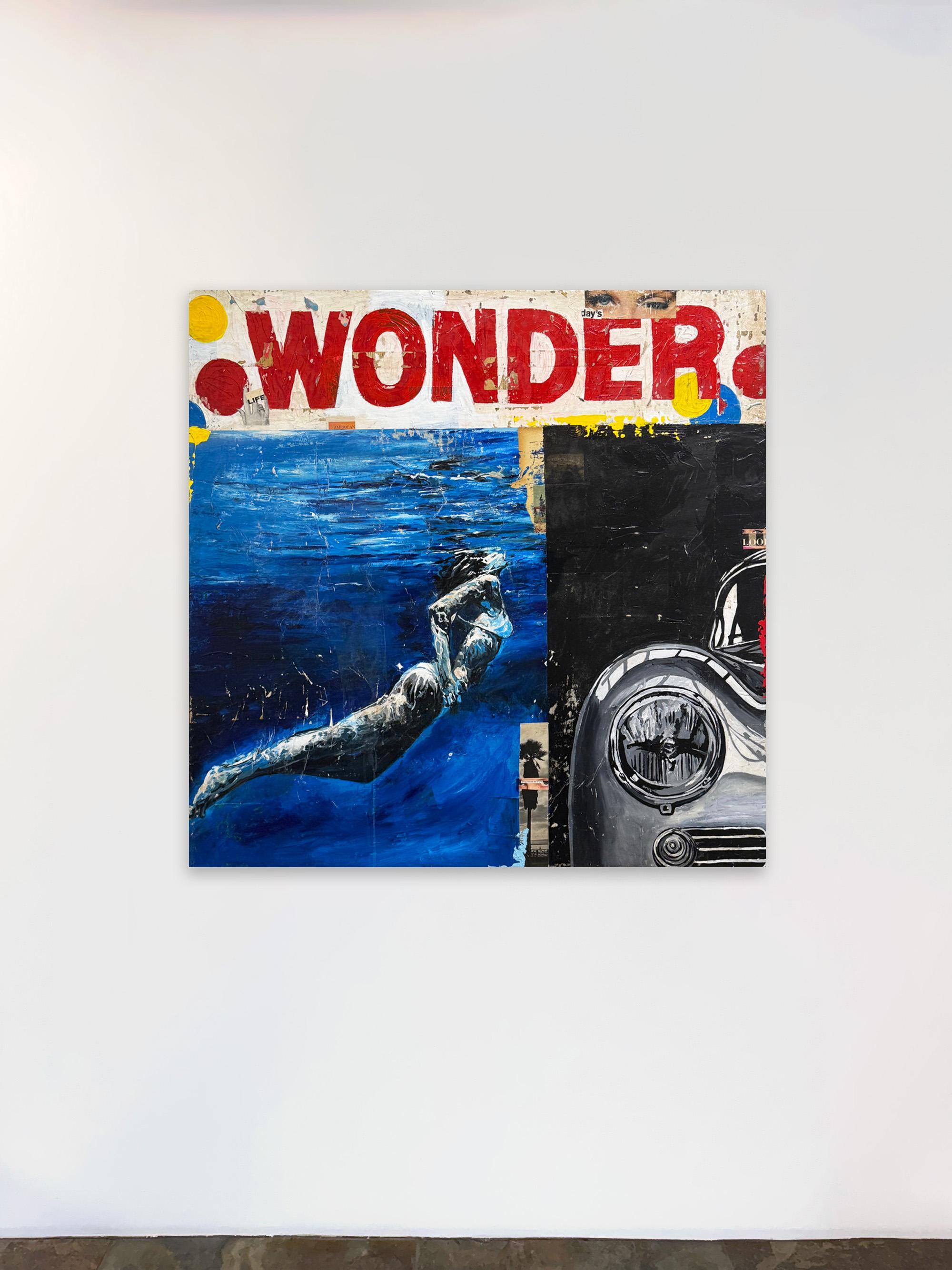 Swimmer, Collage, Female Figure & Text, Pop Art, Wonder by Greg Miller For Sale 1