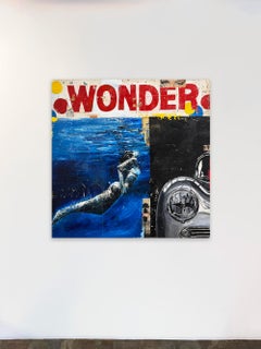 Swimmer, Collage, Female Figure & Text, Pop Art, Wonder by Greg Miller