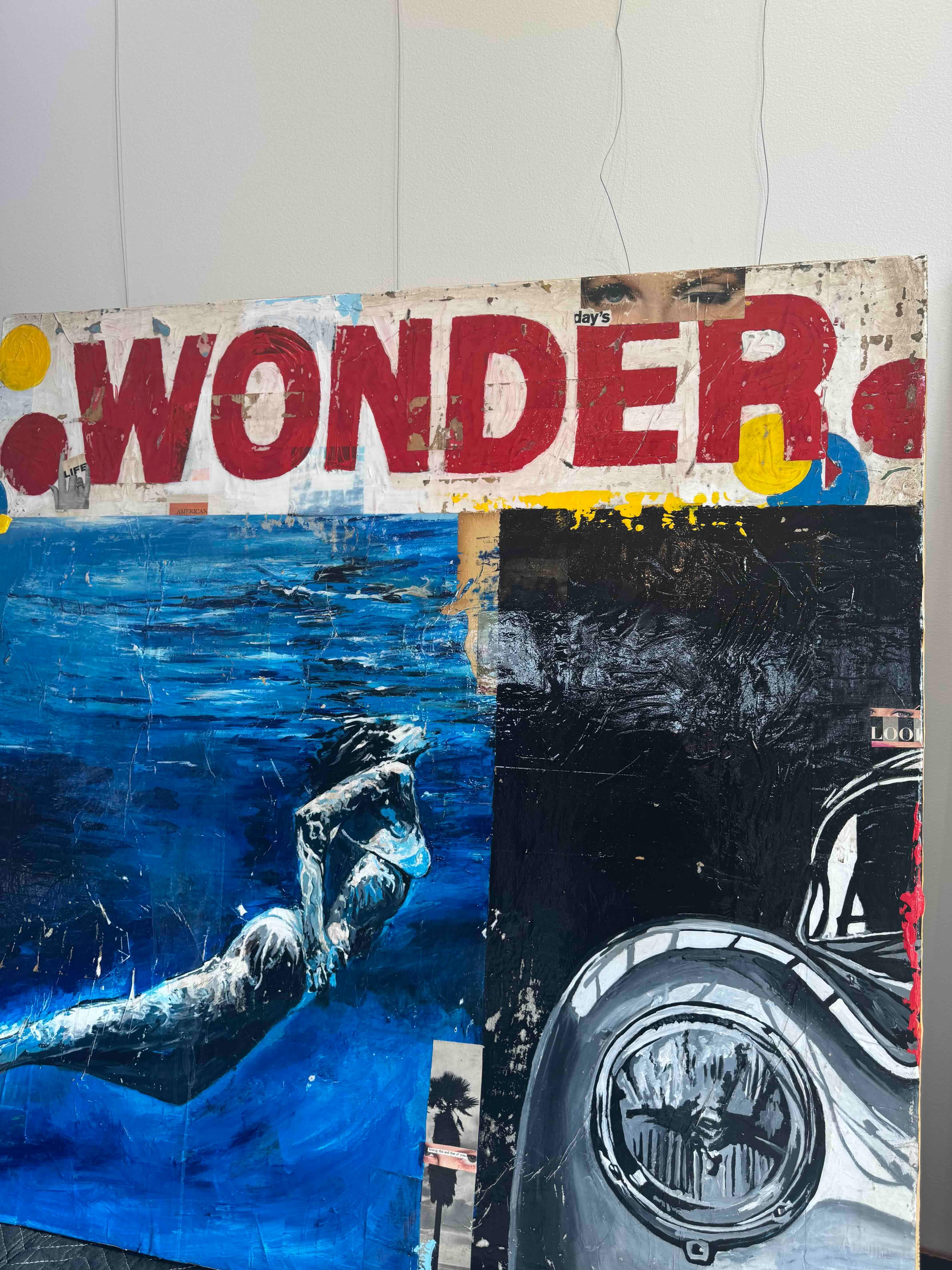 Swimmer, Collage, Female Figure & Text, Pop Art, Wonder by Greg Miller For Sale 4