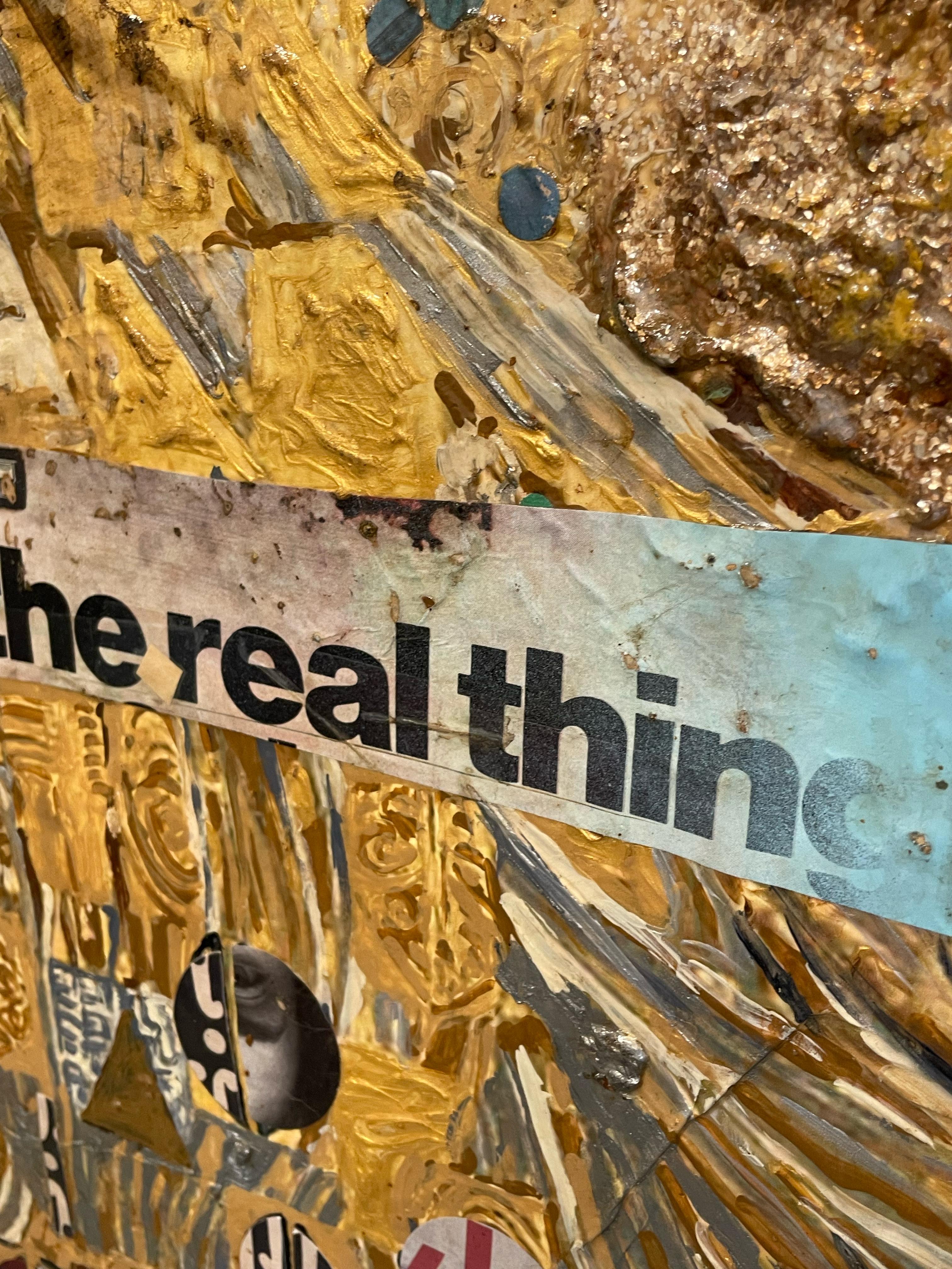 The Real Thing (Klimt)_2023_Greg Miller_Acrylic/Collage_Figurative_Portrait_Text For Sale 4