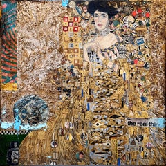 The Real Thing (Klimt)_2023_Greg Miller_Acrylic/Collage_Figurative_Portrait_Text