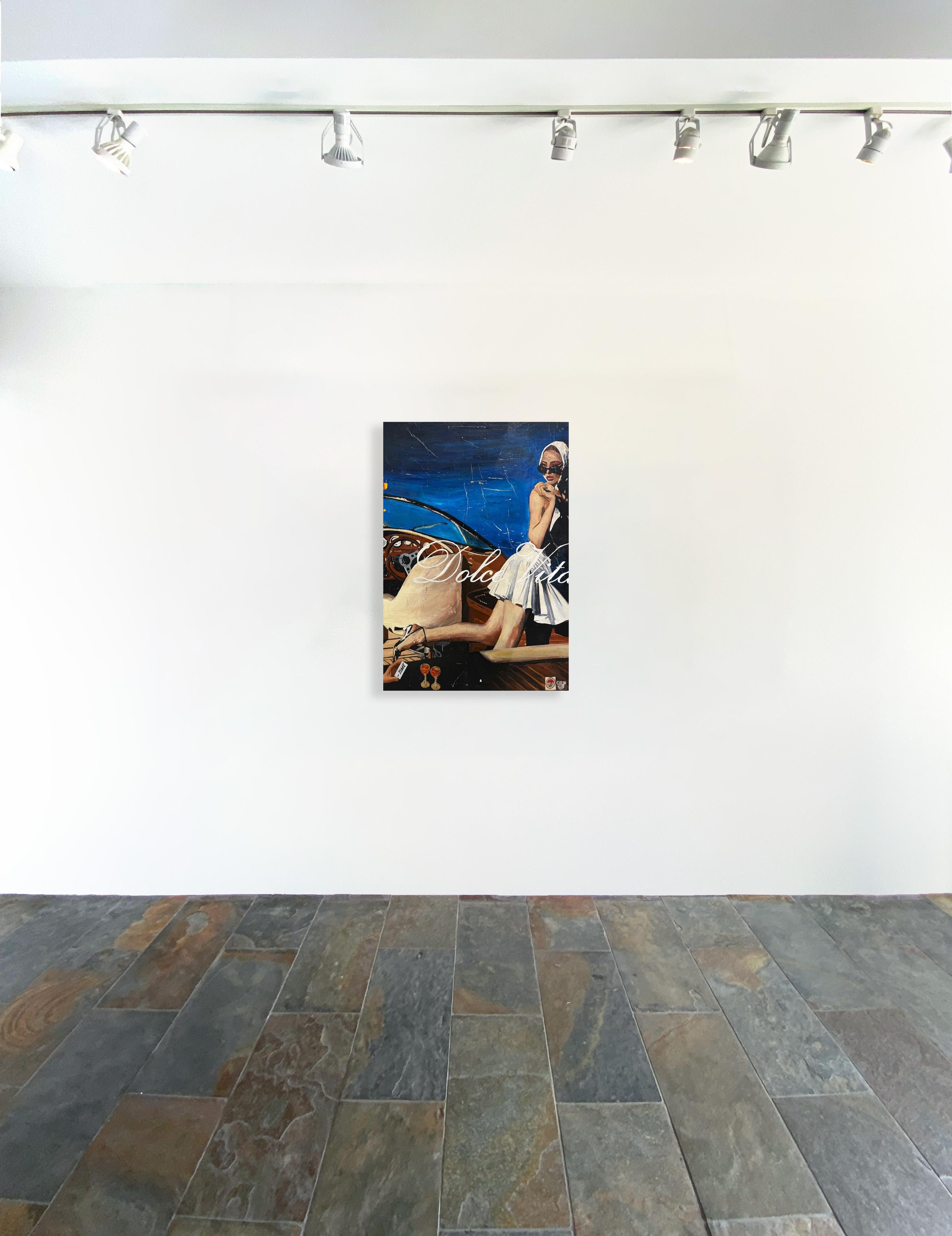 Oldtimer, Collage, Weibliche Figur & Text, Pop Art, Dolce Vita von Greg Miller im Angebot 2