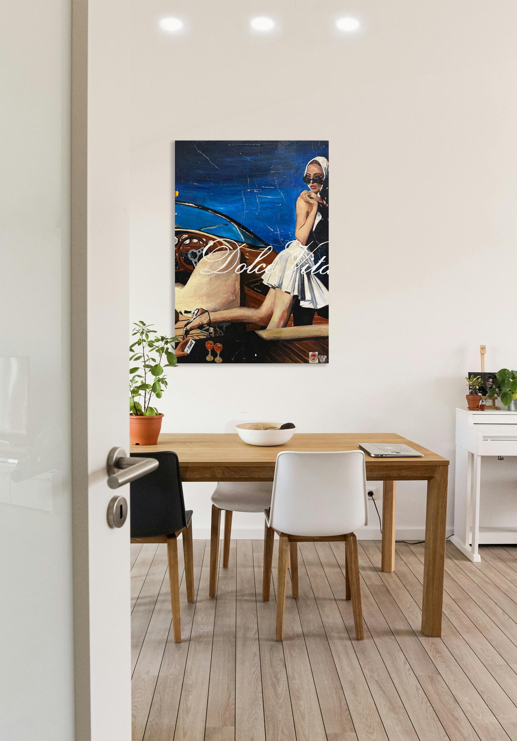 Oldtimer, Collage, Weibliche Figur & Text, Pop Art, Dolce Vita von Greg Miller im Angebot 3