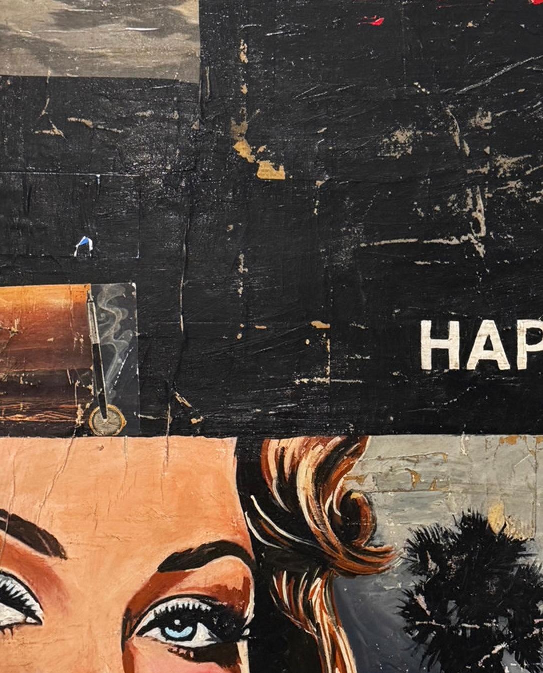 Oldtimer, Collage, Weibliche Figur & Text, Pop Art, Happy Hour von Greg Miller im Angebot 4