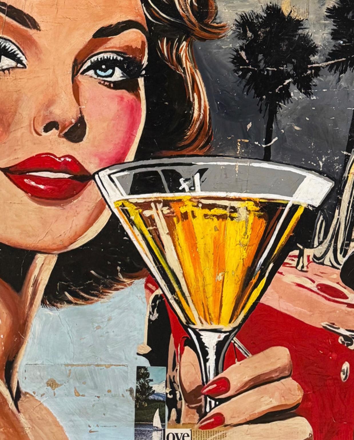 Oldtimer, Collage, Weibliche Figur & Text, Pop Art, Happy Hour von Greg Miller im Angebot 7