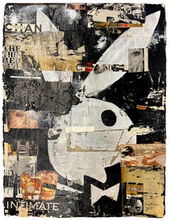 Wind Bunny, Greg Miller, 2021, Acrylic/Collage/Paper (Text, Pop Art)