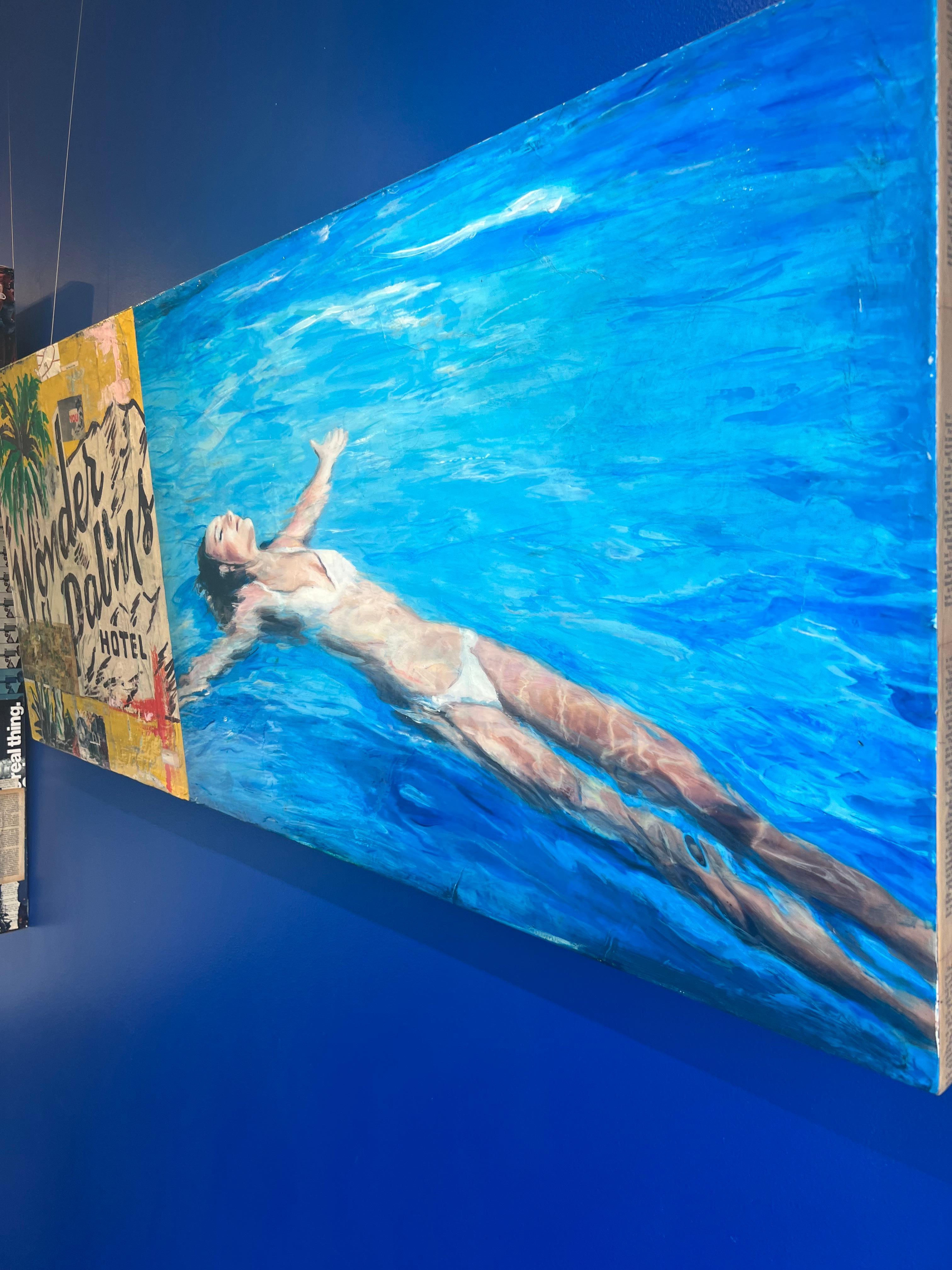 Wonder Palms_Greg Miller_Acrylic/Collage/Panel_Text/Swimmer For Sale 1