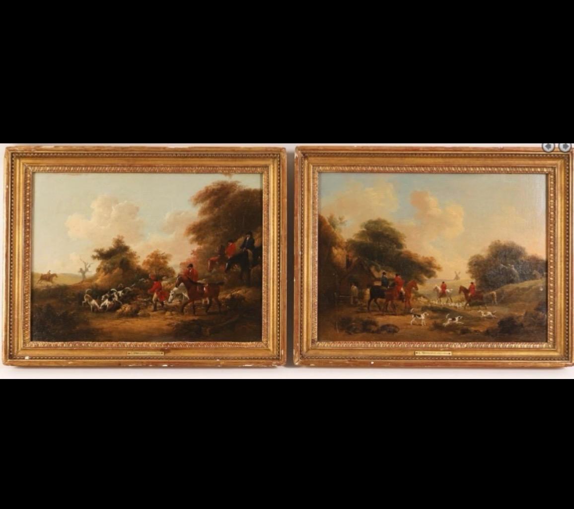 Es handelt sich um 2 Original-Ölgemälde. Beide sind schöne Stücke. jeweils gefüttert und mit Craquelé; Meet by the Farmhouse mit einem Chip in der Farbe entlang der linken Kante und einem Abrieb entlang der linken Seite. Insgesamt in schönem Zustand