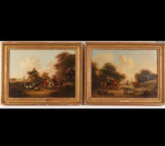 “Pair of Hunt Scenes, Oil on Canvas”