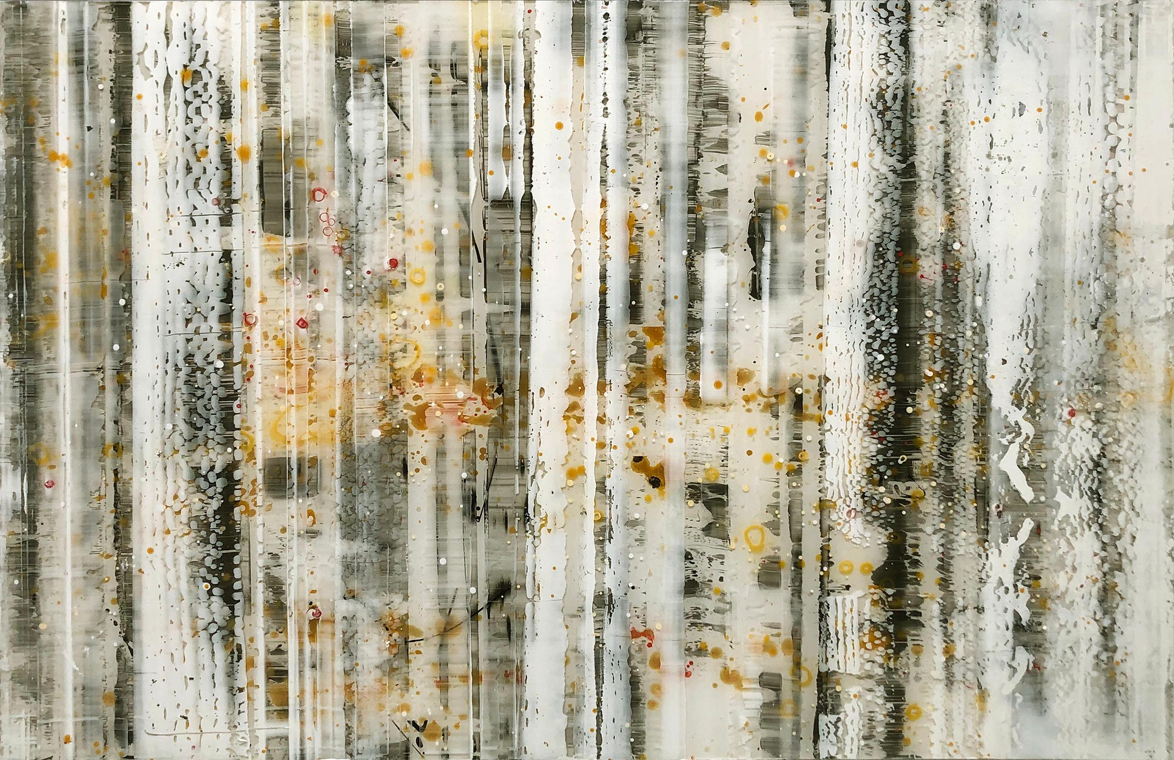 Parallel Layers 12 white, black, gold - Mixed Media Art by Greg Ragland