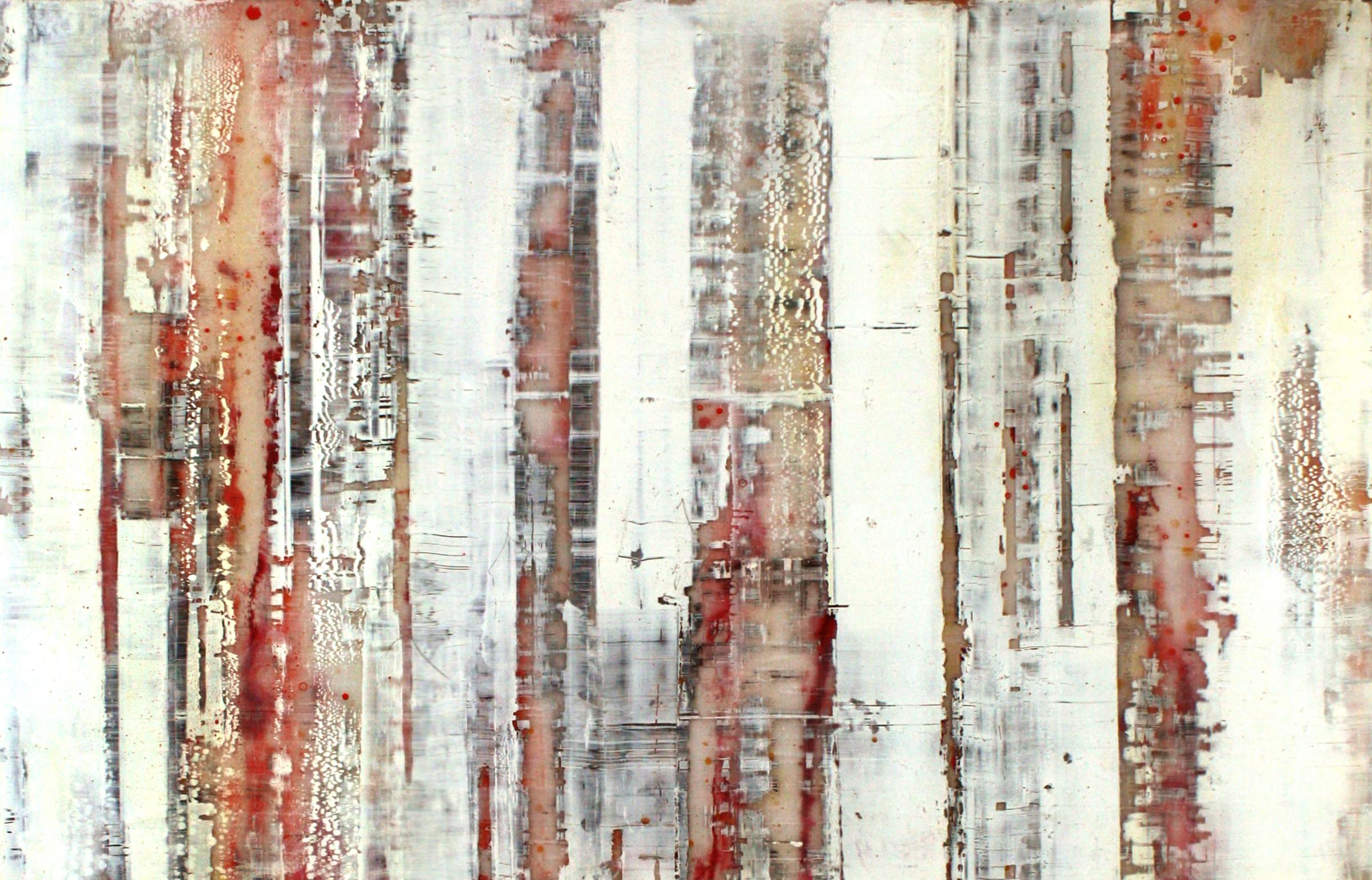Parallel Layers Gray and Red 1 - Mixed Media Art by Greg Ragland