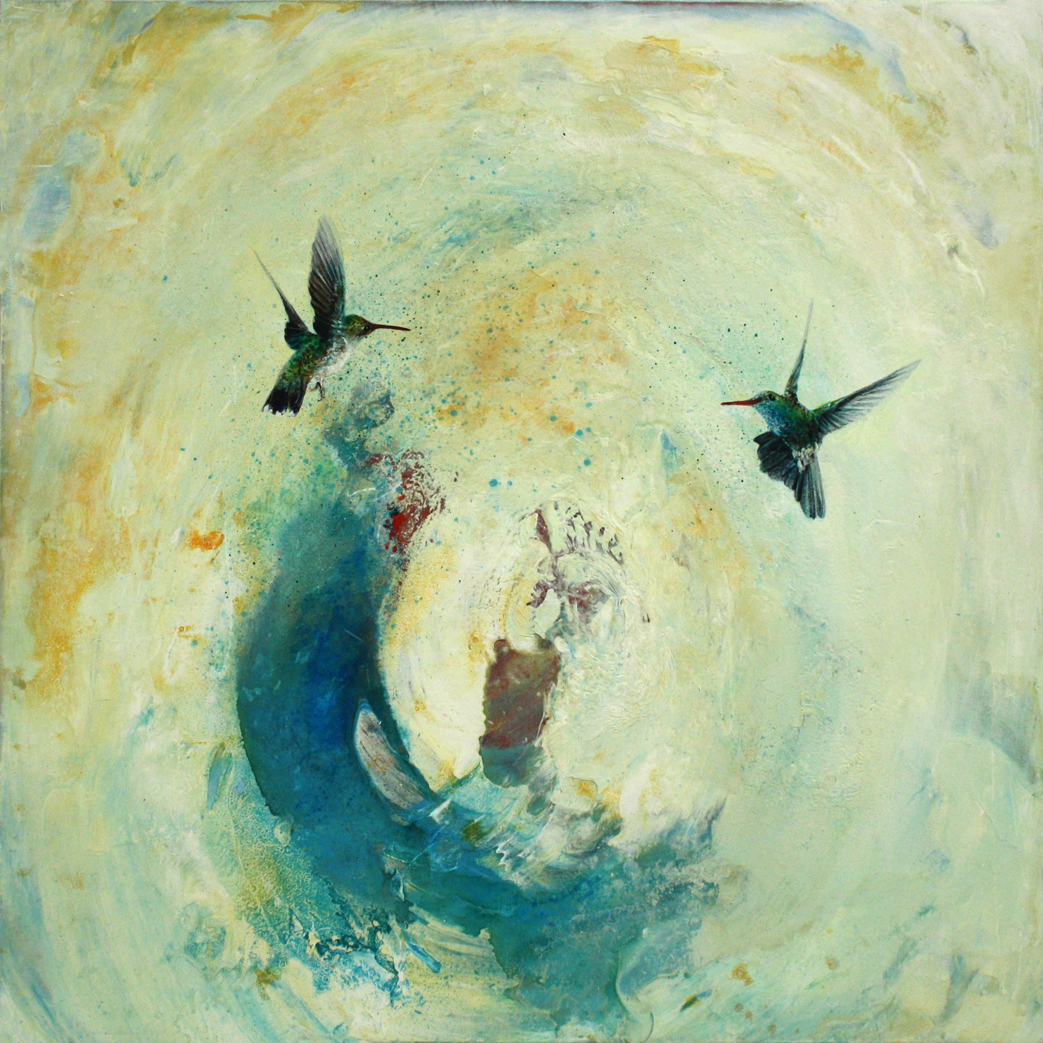 Animal Painting di Greg Ragland - 2 Broadbills con vortice blu