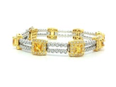 Greg Ruth 18k Gold Yellow Sapphire & Diamond Statement Line Dual Row Bracelet