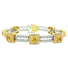 Greg Ruth 18k Gold Yellow Sapphire & Diamond Statement Line Dual Row Bracelet