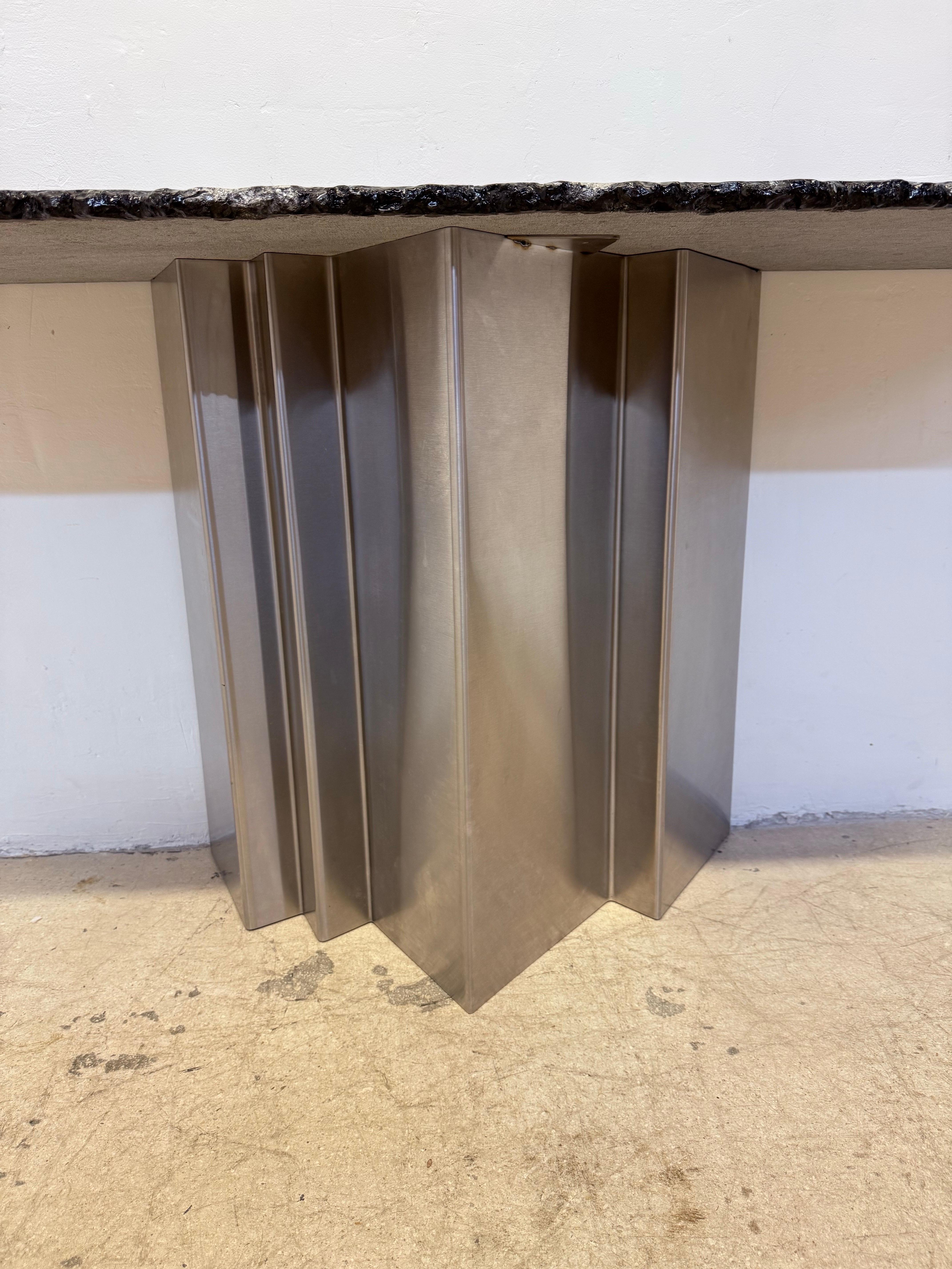 Greg Sheres Contemporary Studio Crafted Steel and Granite Top Console Table For Sale 4
