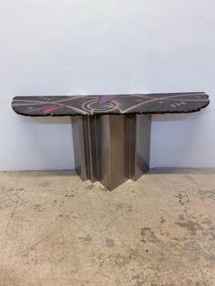 Greg Sheres Contemporary Studio Crafted Steel and Granite Top Console Table